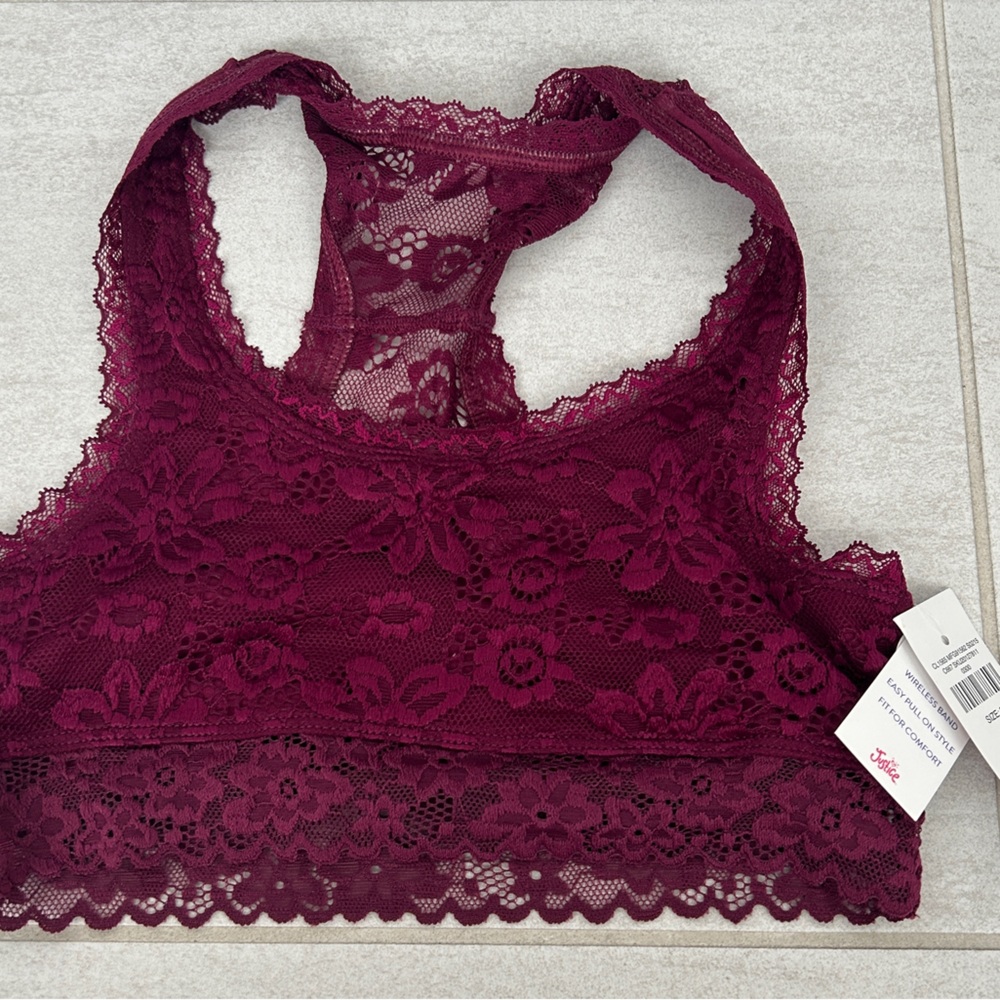 Justice - Lace Bralette - Burgundy